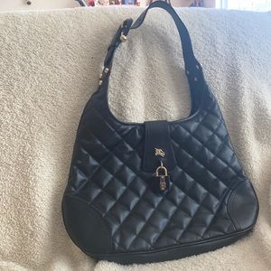 Burberry Quilted Calfskin Leather Hobo Handbag